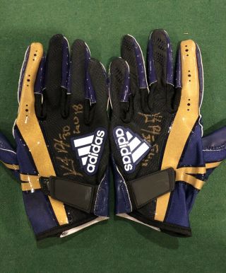 Kenneth Dixon Baltimore Ravens Game Worn Autographed Gloves