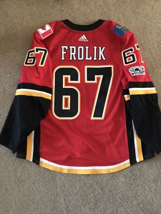 Michael Frolik 2017 - 18 Game Worn & Calgary Flames Hockey Jersey - 100 Patch 2