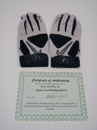 Ken Griffey Jr.  Game Nike Batting Gloves & Signed Letter Of Authenticity