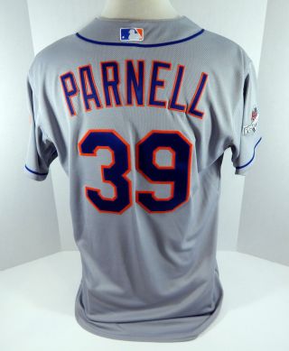 2015 York Mets Bobby Parnell 39 Game Issued Grey Jersey Post Season Patch