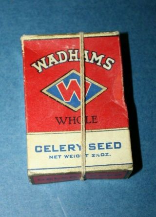 Vintage Wadhams Whole Celery Seed Box Red & Gold