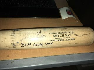 Mitch Nay Reds & Blue Jays Autographed Game Minor League Bat Onyx Certified