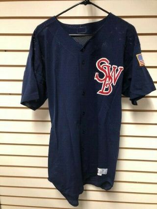 Scranton Wilkes Barre Red Barons Game Worn Jersey Phillies W/american Flag Patch