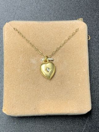 Vintage Gold Filled Baby Child’s Girl’s Heart Necklace W/ Stone Dead Stock