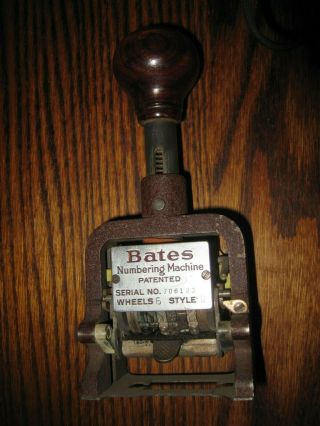 Vintage Bates Numbering Machine 6 Wheels Style G Consecutive,  Repeat,  Duplicate