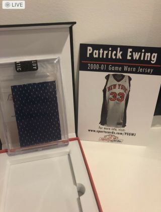 Patrick Ewing 2000 - 01 York Knicks Game - Worn Jersey Swatch Box