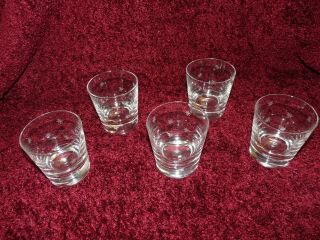 Set Of 5 Clear Vintage Highball Glasses With Etched Stars - 3 1/4 " High
