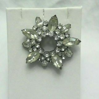 Vintage Signed Weiss Silver Tone Rhinestone Spectacular Brooch Pin