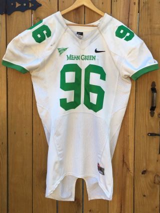 Game Used/worn North Texas Mean Green White Football Jersey 96 - Tevinn Cantly