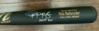 Rob Refsnyder 2015 GAME CRACKED BAT autograph SIGNED Yankees 2