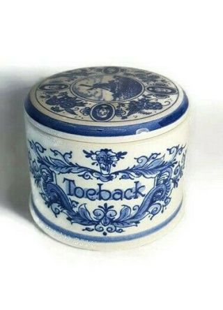 Vintage Delft Porcelain Sugar Bowl Hand Painted Floral Pot