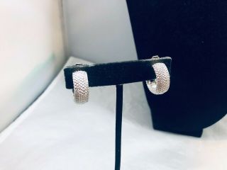 Vtg.  Monet Textured Silver Tone Hoop Clip On Earrings