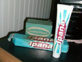 Vintage Ipana Toothpaste Tube In Orig Box,  Sweet Heart Soap Empty Box