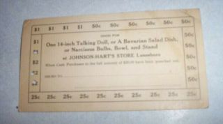 Vintage Punch Card Or Pc From Johnson Hart 