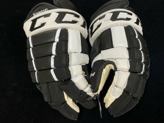 Chad Ruhwedel Black White Ccm Pittsburgh Penguins Nhl Game Worn Gloves 1