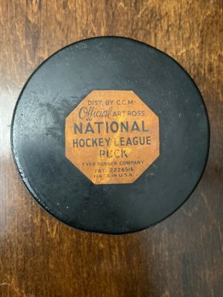 1960s Nhl Hockey Puck - Official Art Ross By Tyler Rubber Company