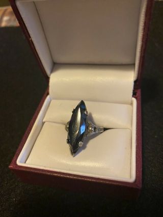 Vintage Sterling Silver Black Onyx Ring Size 6.  25
