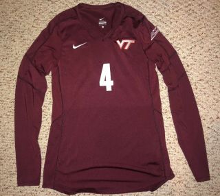 2014 Virginia Tech Hokies 4 Jordan Fish Game Worn Volleyball Jersey