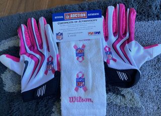 49ers Game Worn Mark Roman Bca Gloves And Towel