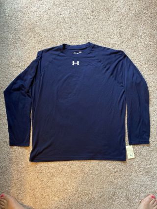 Notre Dame Football Team Issued Under Armour Long Sleeve T - Shirt Size Large