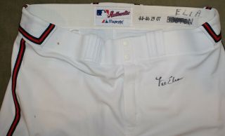Lee Elia Game Worn Atlanta Braves Home Pants Signed Autographed 2007