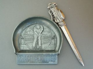 Vintage Golf Practice Putting Cup By / With Golf Bag Letter Opener
