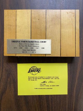 5x7 La Lakers Game Piece Of Court Floor La Forum 1967 - 91
