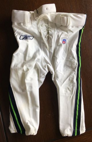 Seattle Seahawks Team Issued Game Pants Size 36.  White W/ Belt Lace Up.  Nfl