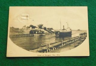Sturgeon Bay,  Wis Vintage View Of The Canal Postcard Sepia Colored 1907
