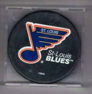 St.  Louis Blues Puck Official Inglasco In Glas Co In Plastic Case