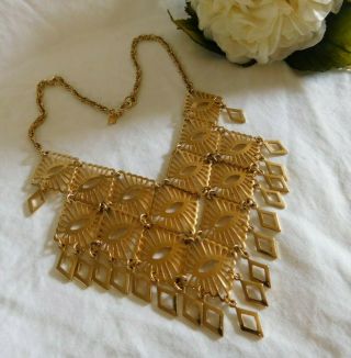 Vintage Sarah Coventry Gold Metal Bib Statement Necklace