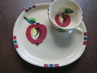Vintage Purinton Apple Slip Ware Plate And Bowl