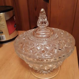 Vintage Lead Crystal Clear Glass Candy Dish Bowl With Lid 6 1/2 L6w 8 1/2 T