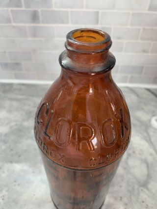 Vintage Clorox Amber Glass 16 ounce Bottle 2