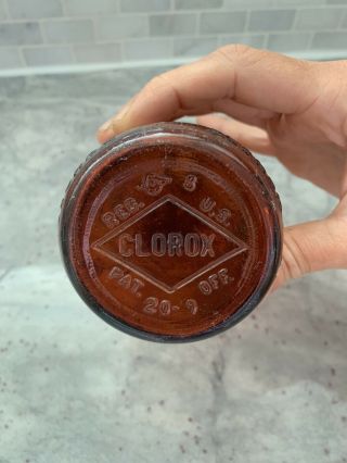 Vintage Clorox Amber Glass 16 ounce Bottle 3