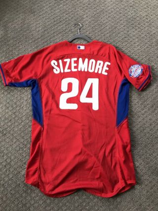 Grady Sizemore Philadelphia Phillies Game Worn Jersey Size 46 Red Mlb Holo