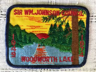 Vtg.  1974 Boy Scout Bsa Sir Wm.  Johnson Council Woodworth Lake 25 Year Patch