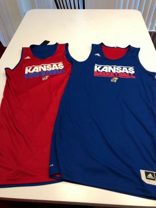 Game Worn Adidas Kansas Jayhawks Basketball Reversible Practice Jersey Xl