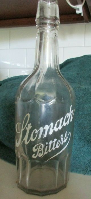 Stomach Bitters Vintage Back Bar Bottle Enameled Lettering