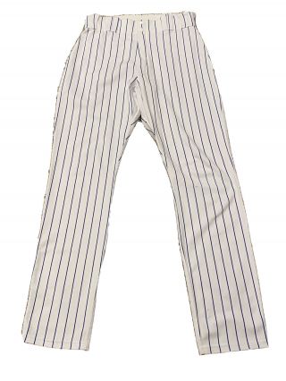 Mlb Authenticated - Amed Rosario Home White Pinstripe Pants Issued By Ny Mets
