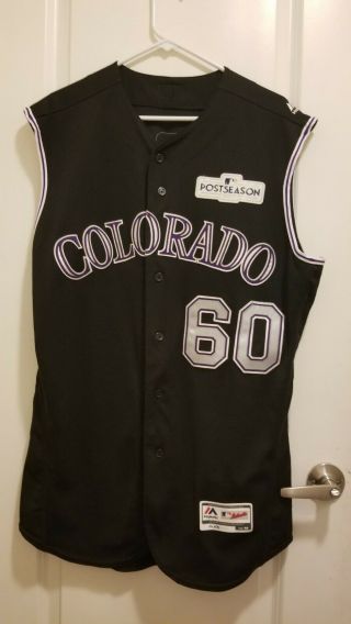 2017 Game Worn/issued Majestic Colorado Rockies Rosscup Playoff Jersey Size 46