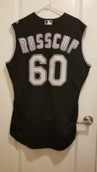 2017 Game Worn/Issued Majestic Colorado Rockies Rosscup Playoff Jersey Size 46 2