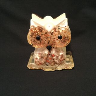 Vintage Owl Napkin Holder Pertified Wood Lucite Acrylic 2
