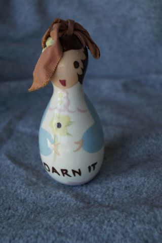 Vintage Darning Egg - " Darn It " - With Ribbon - 75 Years Old