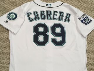 Cabrera 89 Size 48 2017 Seattle Mariners Game Jersey White 40th Mlb Holo