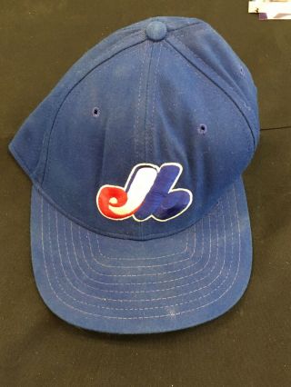 Dennis Martinez Signed Game Cap Montreal Expos Blue Hat Authentic Game Worn