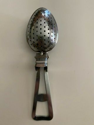 Vintage Tea Leaf Infuser Strainer Spoon Silver