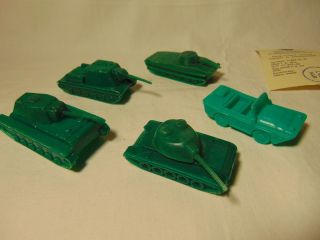 Soviet Russian Vintage Plastic Toy Set Of 5 Soldiers Ussr Military Car Truck