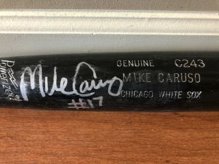 Mike Caruso Signed Game Chicago White Sox Baseball Bat Autograph