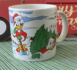 1988 Walt Disney Applause Mug Donald Daisy Duck Christmas Mug Vintage 30081